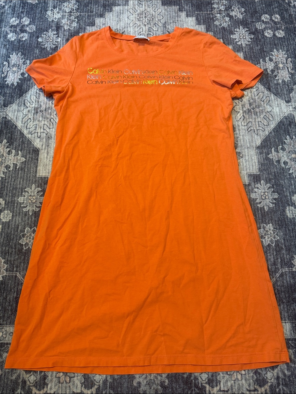 Calvin Klein Orange Logo Tee Dress